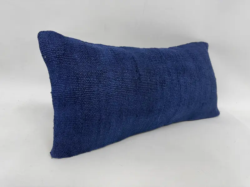 Handmade Rug Seat Pillow Case, Ethnical Kilim Rug Pillow, 12x24 Blue Cushion Cover, Home Decor Pillow, Turkish Pillow, Pillow Cover, Ethnic Pillow - 3