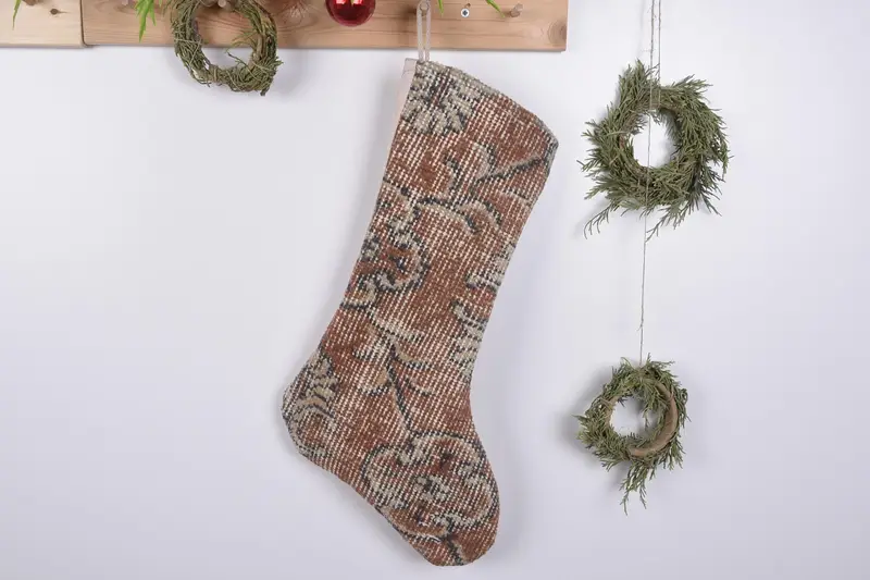 Festive Christmas Ornaments Pattern, 19 Inch Wide Christmas Stocking