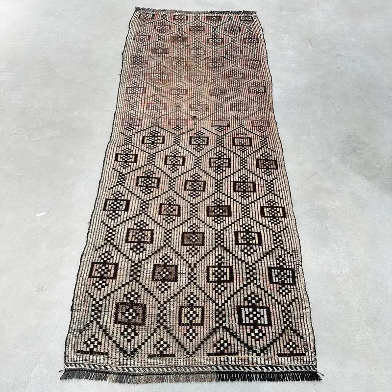 Canlı Turuncu ve Yeşil Halı, 2,8x8,2 ft Çizgili Geometrik