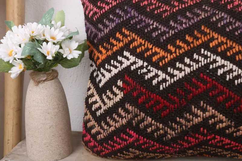 12x24 Brown Cushion Cover, Kilim Pillow, Vintage Kilim Pillow, Throw Kilim Pillow, Pillow, Turkish Rugs Cushion Case, Crochet Pattern Pillow Case - 3