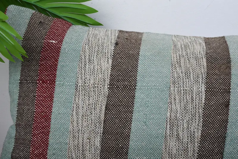 Ottoman Cushion, Antique Pillows, Handmade Kilim Cushion, Vintage Pillow, 12x20 Green Pillow Cover, Boho Pillow Sham Cover, Pillow - 2