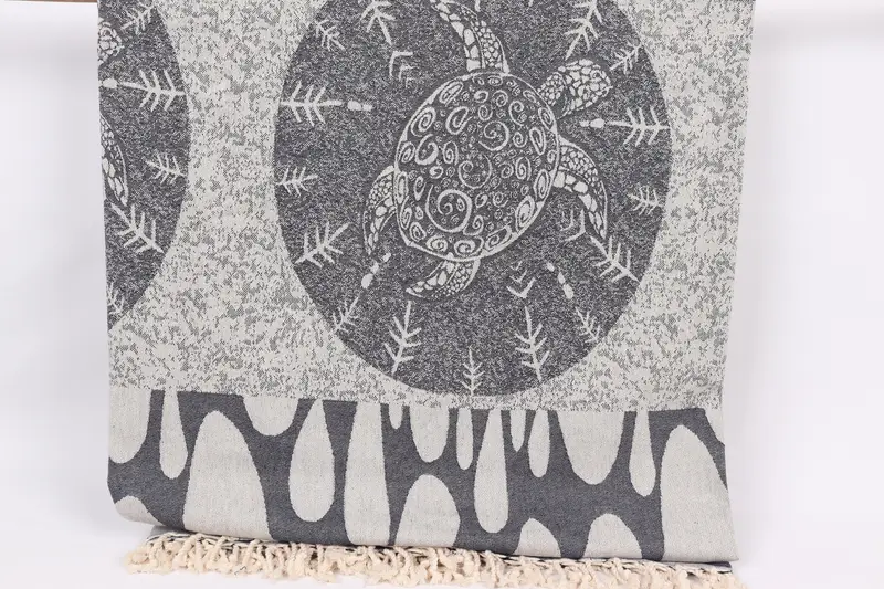 100x80 Cotton Turtle Design Towel, Thanksgiving Tablecloth, Family Gift, Wedding Favors, Bachelorette Party Favors, Organic Throw, Turkish Blanket - 1