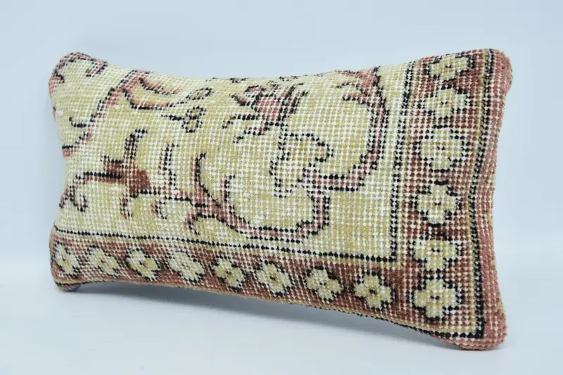 Pillow Cover, Antique Pillows, Retro Throw Cushion, Pillow for Sofa, Outdoor Patio Pillow Cover, Turkish Pillow, 8x16 Beige Cushion Case - 4