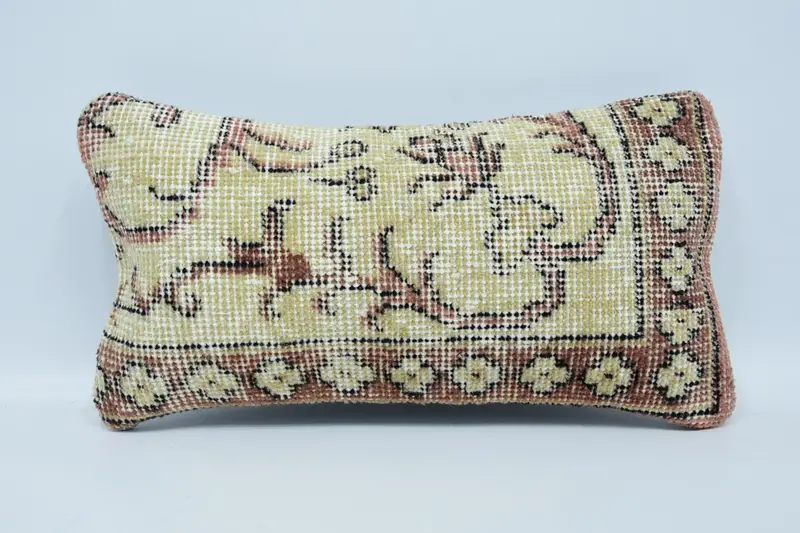 Pillow Cover, Antique Pillows, Retro Throw Cushion, Pillow for Sofa, Outdoor Patio Pillow Cover, Turkish Pillow, 8x16 Beige Cushion Case - 1