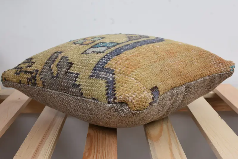 12x12 Green Pillow Sham, Pillow for Sofa, Kilim Rug Pillow Sham, Ethnical Kilim Rug Pillow, Interior Designer Pillow, Cushion Cover - 6
