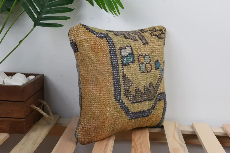 12x12 Green Pillow Sham, Pillow for Sofa, Kilim Rug Pillow Sham, Ethnical Kilim Rug Pillow, Interior Designer Pillow, Cushion Cover - 4