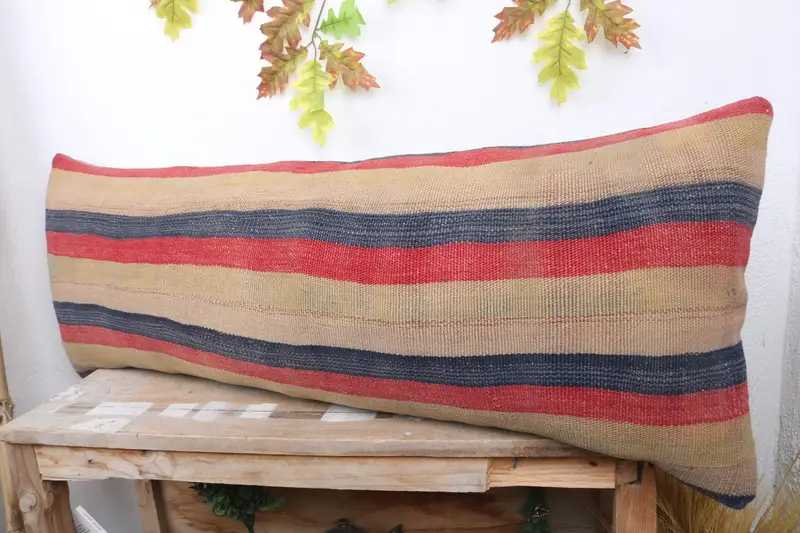 Authentic Pillow Case, Kilim Pillow, 16x43 Blue Cushion Case, Interior Designer Pillow, Nomadic Cushion, Cushion, Handmade Kilim Cushion - 4