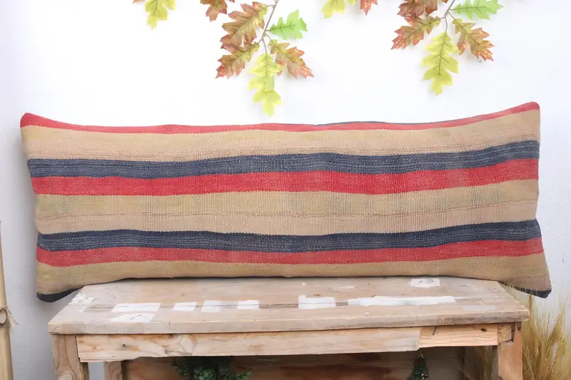 Authentic Pillow Case, Kilim Pillow, 16x43 Blue Cushion Case, Interior Designer Pillow, Nomadic Cushion, Cushion, Handmade Kilim Cushion - 2