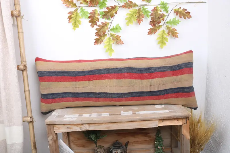 Authentic Pillow Case, Kilim Pillow, 16x43 Blue Cushion Case, Interior Designer Pillow, Nomadic Cushion, Cushion, Handmade Kilim Cushion - 1