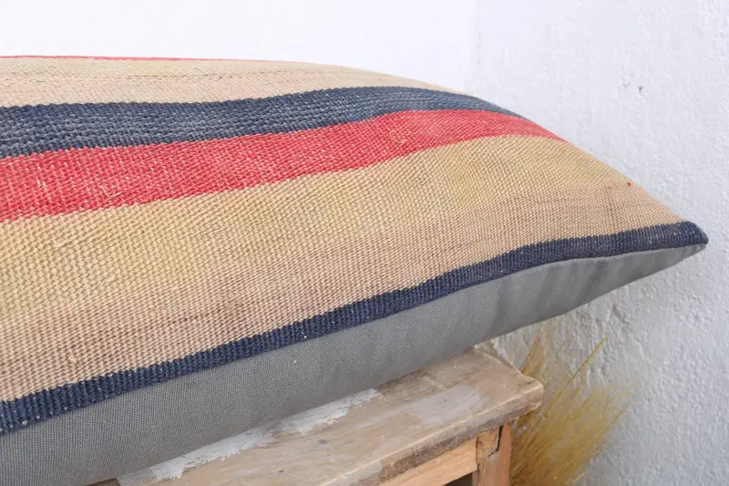 Authentic Pillow Case, Kilim Pillow, 16x43 Blue Cushion Case, Interior Designer Pillow, Nomadic Cushion, Cushion, Handmade Kilim Cushion - 6