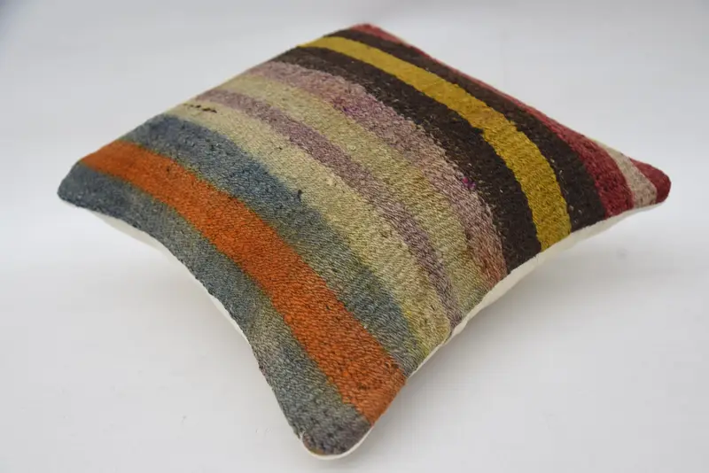 Boho Chic Cushion Cover, 14x14 Brown Cushion Cover, Boho Pillow Sham Cover, Cushion Cover, Gift Pillow, Kilim Pillow, Bolster Pillow - 6