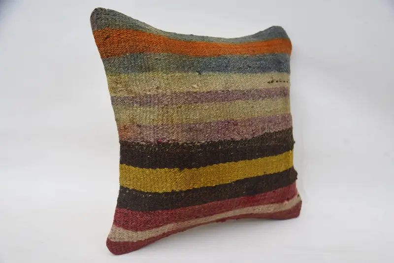 Boho Chic Cushion Cover, 14x14 Brown Cushion Cover, Boho Pillow Sham Cover, Cushion Cover, Gift Pillow, Kilim Pillow, Bolster Pillow - 2