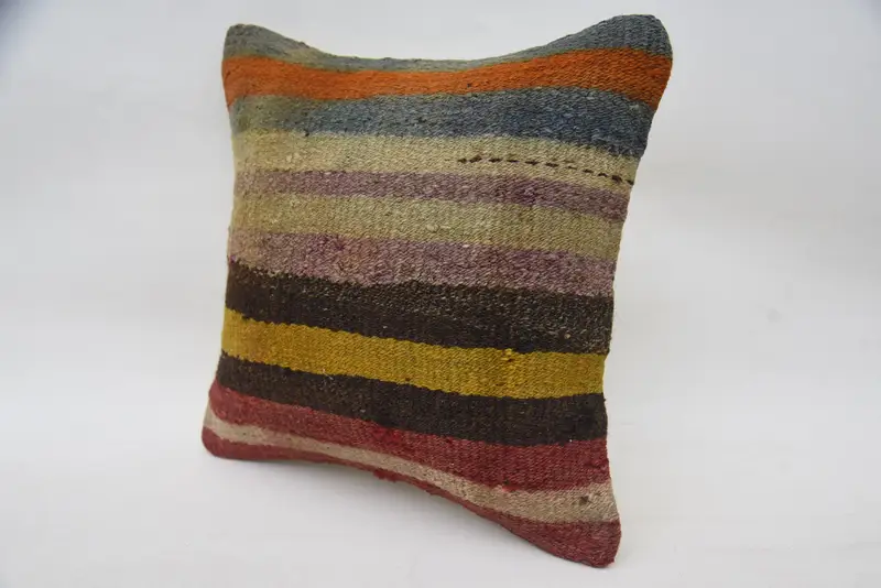Boho Chic Cushion Cover, 14x14 Brown Cushion Cover, Boho Pillow Sham Cover, Cushion Cover, Gift Pillow, Kilim Pillow, Bolster Pillow - 3