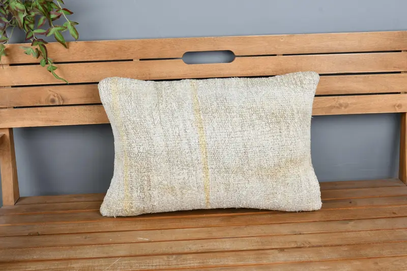 Pastel Pillow, Turkish Corner Pillow Sham, Cushion, Vintage Pillow, Interior Designer Pillow, 16x24 Beige Cushion Cover, Boho Pillow - 6