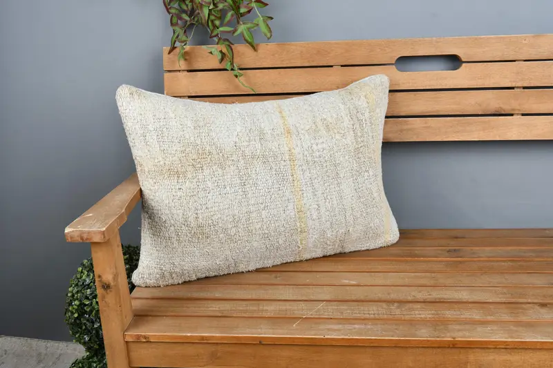 Pastel Pillow, Turkish Corner Pillow Sham, Cushion, Vintage Pillow, Interior Designer Pillow, 16x24 Beige Cushion Cover, Boho Pillow - 1