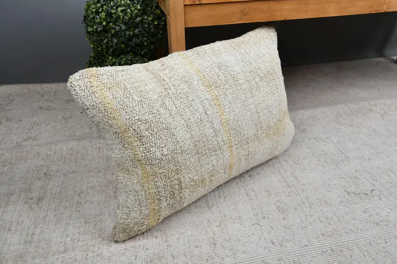 Pastel Pillow, Turkish Corner Pillow Sham, Cushion, Vintage Pillow, Interior Designer Pillow, 16x24 Beige Cushion Cover, Boho Pillow - 7