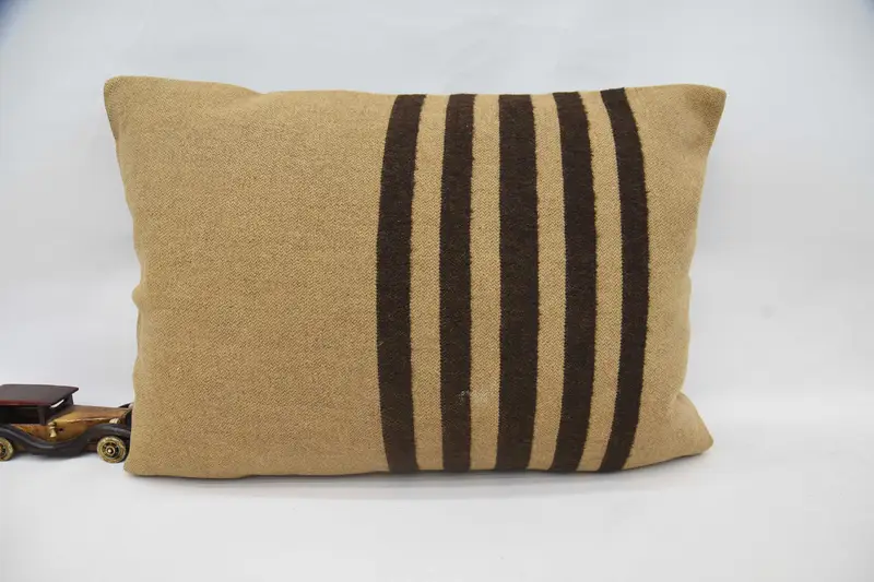 Pillow, Christmas Cushion, Turkish Pillow, Turkish Rugs Pillow, Vintage Kilim Pillow, Boho Pillow, Anatolian Cushion, 20x28 Beige Pillow Case - 1