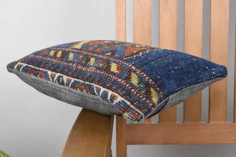 8x16 Blue Pillow Sham, Kilim Pillow, Ethnic Pillow Cover Pillow Sham, Cushion Case, Pillow for Couch, Turkish Kilim Pillow - 6