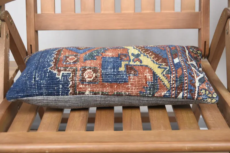 8x16 Blue Pillow Sham, Kilim Pillow, Ethnic Pillow Cover Pillow Sham, Cushion Case, Pillow for Couch, Turkish Kilim Pillow - 5