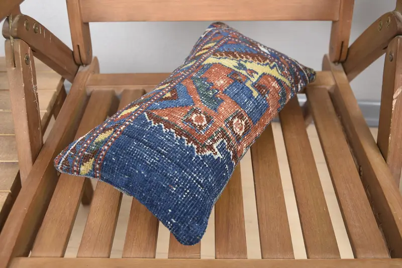 8x16 Blue Pillow Sham, Kilim Pillow, Ethnic Pillow Cover Pillow Sham, Cushion Case, Pillow for Couch, Turkish Kilim Pillow - 4