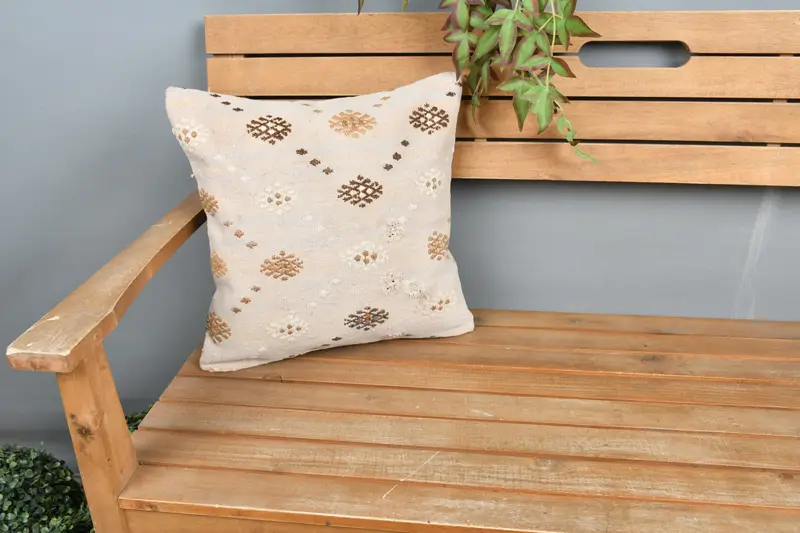 Pattern Throw Pillow Case, Vintage Kilim Throw Pillow, Kilim Pillow, 16x16 White Pillow Cover, Pillow Case, Kilim Pillow Cover - 1