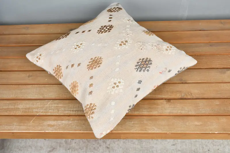 Pattern Throw Pillow Case, Vintage Kilim Throw Pillow, Kilim Pillow, 16x16 White Pillow Cover, Pillow Case, Kilim Pillow Cover - 2