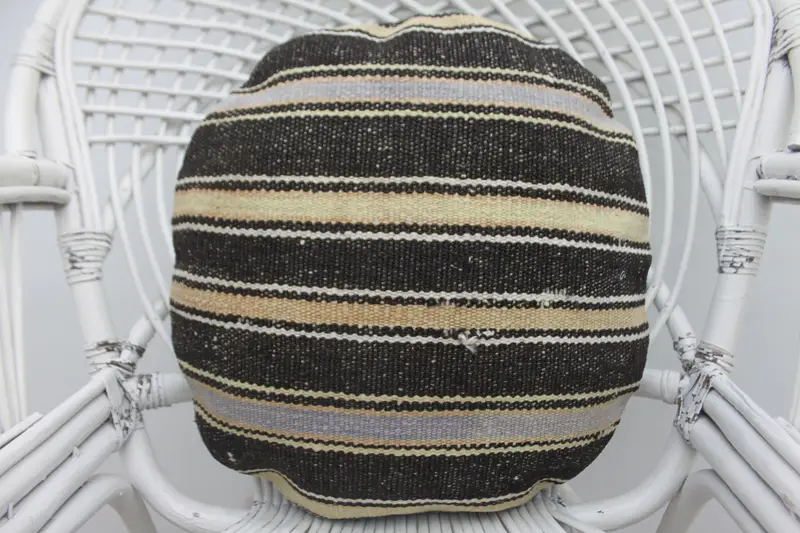 Embroidered Vintage Throw Pillow, Striped Square Cushion with Zipper