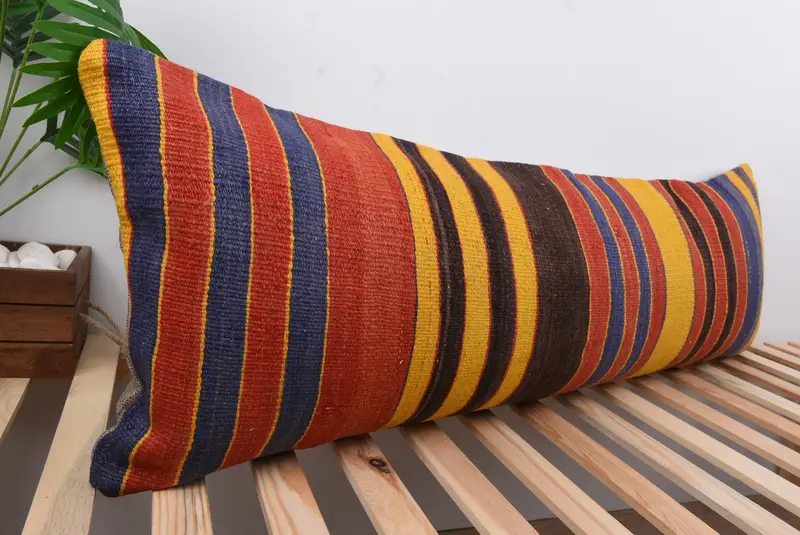 Outdoor Patio Cushion Cover, Antique Pillows, Pillow Sham, Handmade Throw Cushion Case, Vintage Pillow, Kilim Pillow, 16x48 Red Cushion - 4