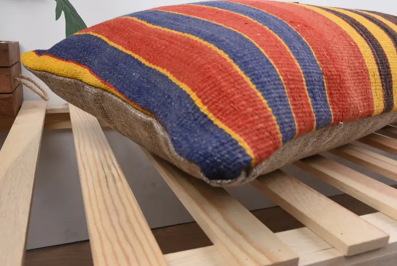 Outdoor Patio Cushion Cover, Antique Pillows, Pillow Sham, Handmade Throw Cushion Case, Vintage Pillow, Kilim Pillow, 16x48 Red Cushion - 6