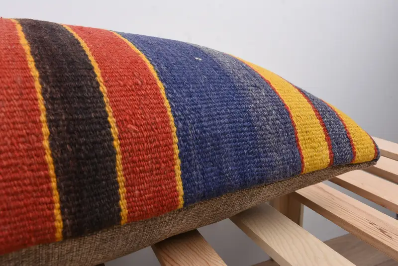 Outdoor Patio Cushion Cover, Antique Pillows, Pillow Sham, Handmade Throw Cushion Case, Vintage Pillow, Kilim Pillow, 16x48 Red Cushion - 7