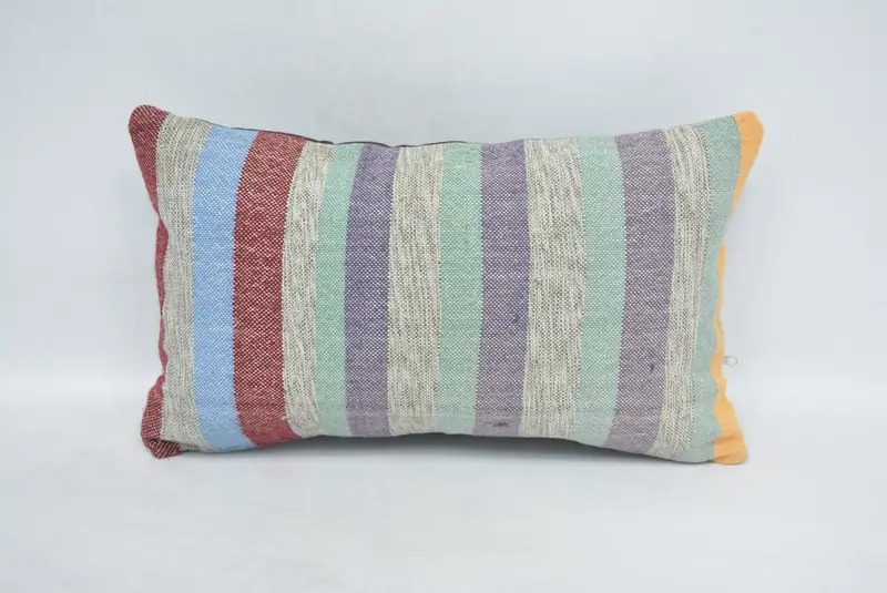 Vintage Kilim Throw Pillow, Pillow, Interior Designer Pillow, Antique Pillows, Vintage Throw Pillow Case, 12x20 Green Cushion Cover - 1