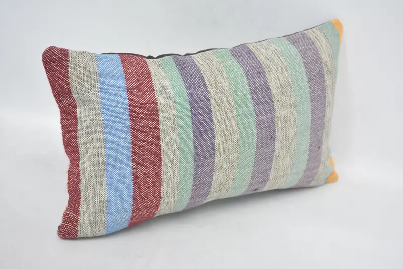 Vintage Kilim Throw Pillow, Pillow, Interior Designer Pillow, Antique Pillows, Vintage Throw Pillow Case, 12x20 Green Cushion Cover - 3