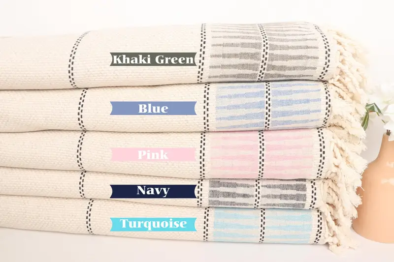 Personalized Gift For Him, Bachelorette Gifts, Bridal Shower Gift, 104x96 Cotton Striped Towel, Woven Blanket, Custom Wedding Gift From Bridesmaid - 2