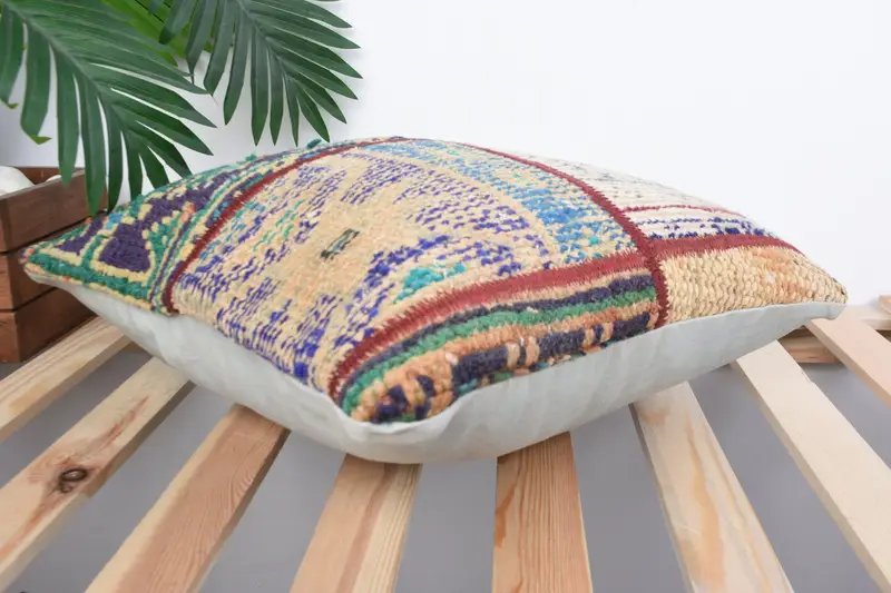Handmade Kilim Cushion, Turkish Pillow, Pillow, Throw Kilim Pillow, Ikat Cushion Case, Aesthetic Cushion, 16x16 Blue Cushion Case - 6