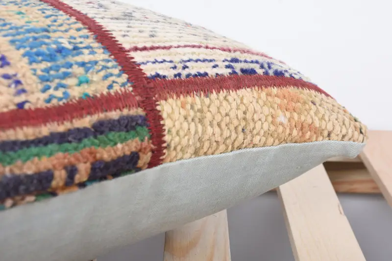 Handmade Kilim Cushion, Turkish Pillow, Pillow, Throw Kilim Pillow, Ikat Cushion Case, Aesthetic Cushion, 16x16 Blue Cushion Case - 7