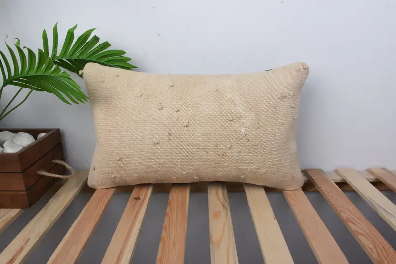 Pillow Cover, 12x20 Beige Cushion Case, Boho Pillow, Customized Pillow Case, Pillow for Sofa, Gift Pillow, Comfy Throw Pillow Cover - 1