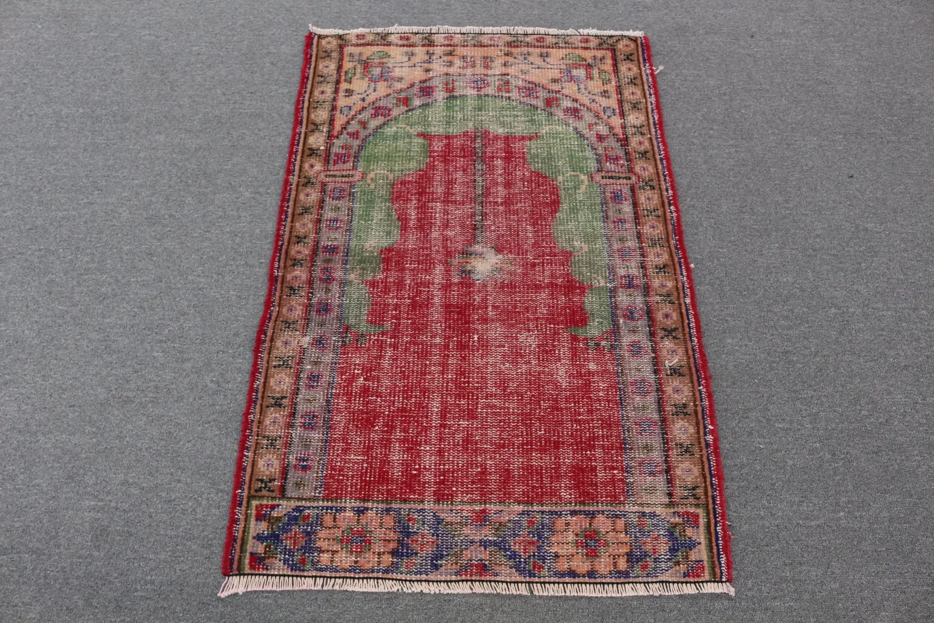 2.5x3.8 ft Small Turkish Rug, Red Oriental Vintage Rug - 1