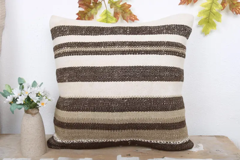 Luxury Pillow Sham, Kilim Cushion Sham, 18x18 Beige Pillow Case, Tribal Cushion, Pillow for Sofa, Home Decor Pillow, Cushion Cover - 2