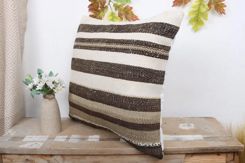 Luxury Pillow Sham, Kilim Cushion Sham, 18x18 Beige Pillow Case, Tribal Cushion, Pillow for Sofa, Home Decor Pillow, Cushion Cover - 4
