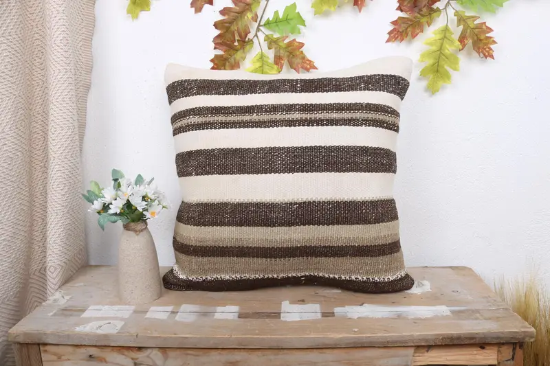 Luxury Pillow Sham, Kilim Cushion Sham, 18x18 Beige Pillow Case, Tribal Cushion, Pillow for Sofa, Home Decor Pillow, Cushion Cover - 1