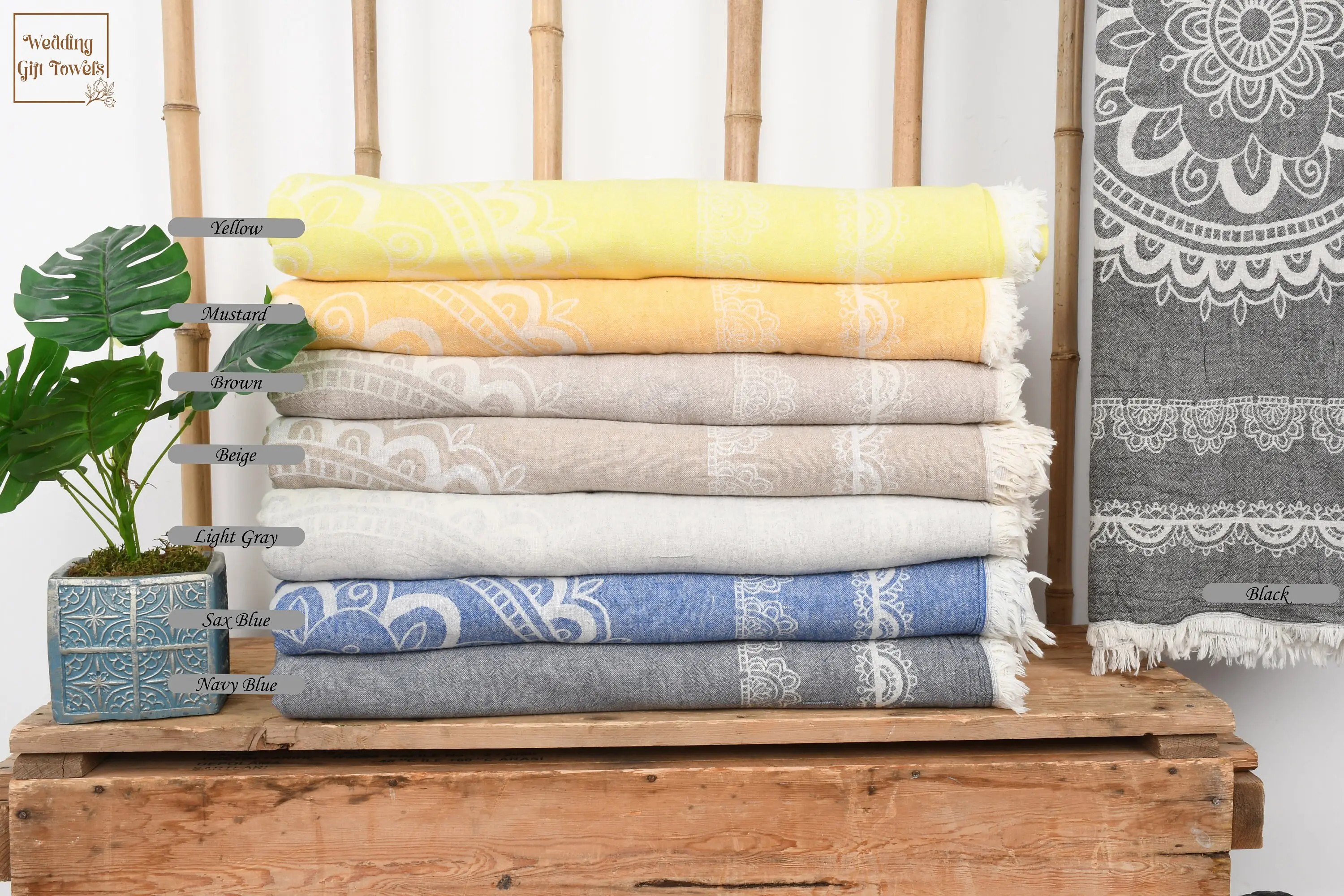 Turkish Blanket Personalized Throw Ethnic Design, Floral Pattern, 79x87 Inches - 1