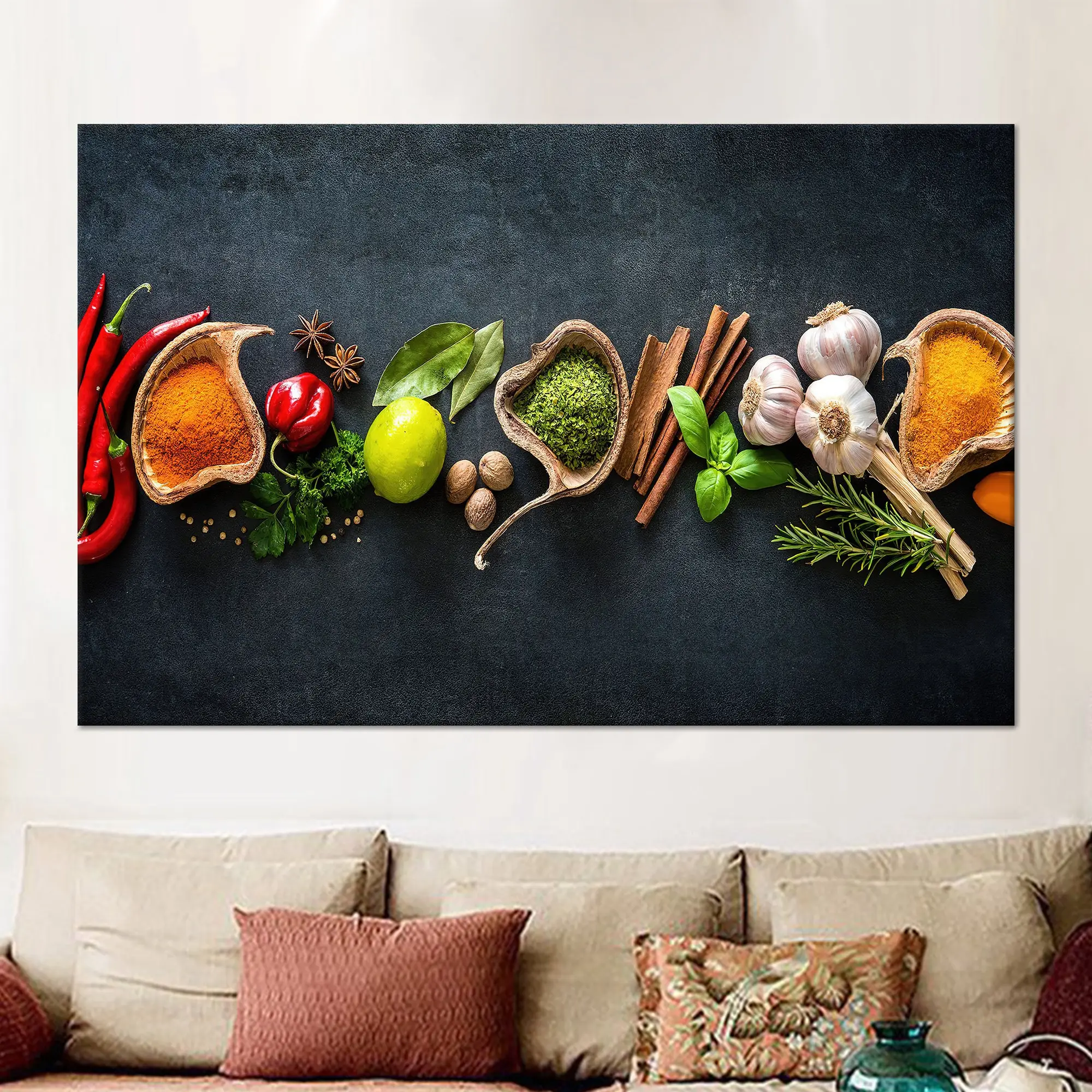 Elegant Spices Canvas Print: Vibrant Indian Spices Artwork - 1