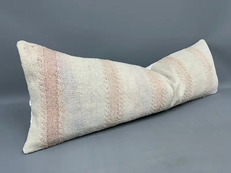 Ethnical Kilim Rug Pillow, Cushion Cover, Vintage Kilim Pillow, Cozy Throw Cushion Cover, 16x48 Beige Cushion, Vintage Kilim Throw Pillow - 2