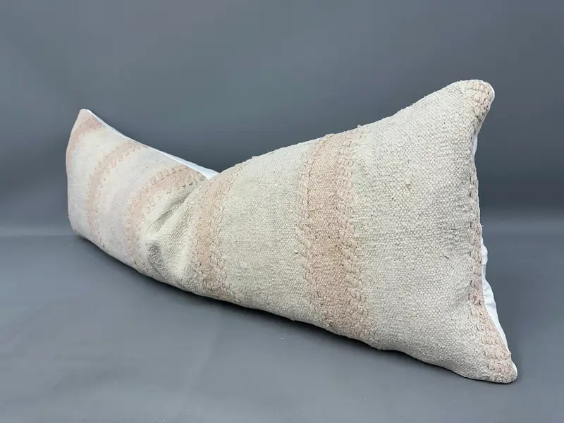 Ethnical Kilim Rug Pillow, Cushion Cover, Vintage Kilim Pillow, Cozy Throw Cushion Cover, 16x48 Beige Cushion, Vintage Kilim Throw Pillow - 3