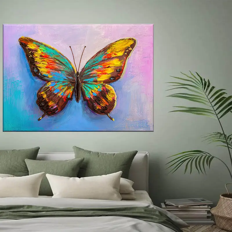 Butterfly Wall Decor, Canvas Wall Art, Colorful Wall Decor, Abstract Canvas Art, Living Room Decor, Kids Room Wall Art, Home Decor, - 1
