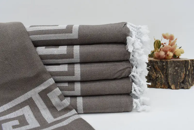 Bath Towel Brown Patterned Organic Cotton Towel, 70x40 Inches