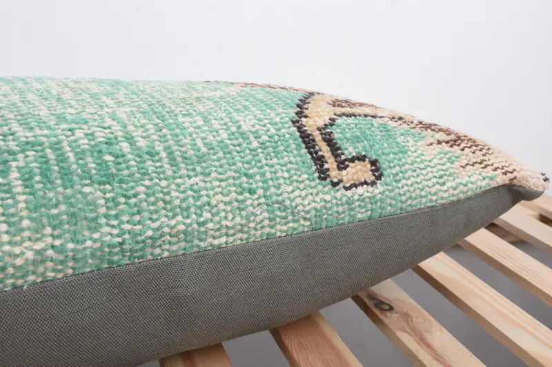 Cushion, Pillow for Sofa, Boho Pillow Sham Cover, Turkish Corner Cushion Cover, 12x36 Green Pillow, Vintage Pillow, Decorative Bolster Cushion Cover - 7