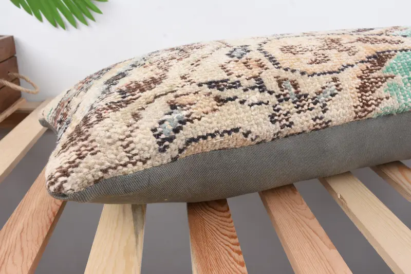 Cushion, Pillow for Sofa, Boho Pillow Sham Cover, Turkish Corner Cushion Cover, 12x36 Green Pillow, Vintage Pillow, Decorative Bolster Cushion Cover - 6
