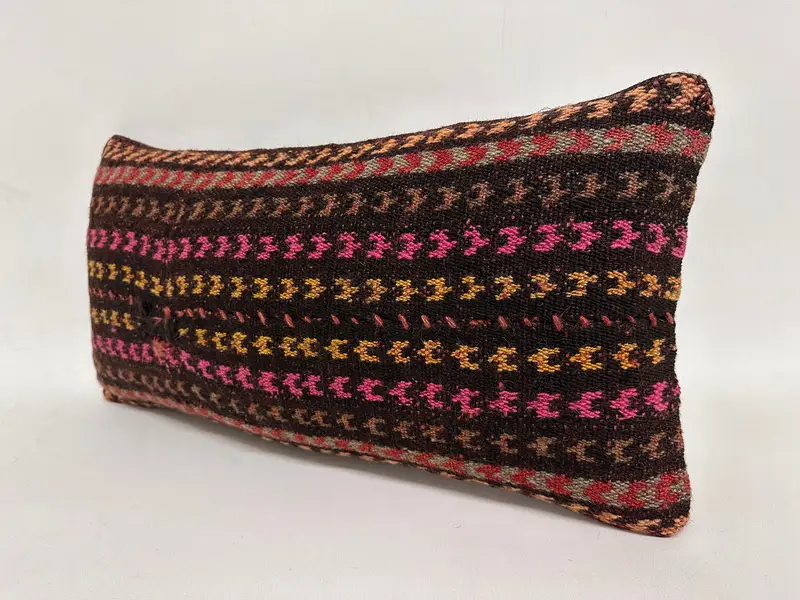 Interior Designer Pillow, 12x24 Brown Pillow Cover, Yoga Pillow, Boho Pillow Sham Cover, Cushion, Garden Pillow, Turkish Kilim Pillow - 3