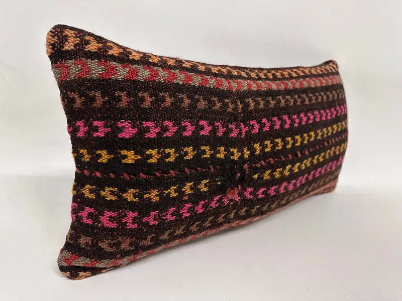 Interior Designer Pillow, 12x24 Brown Pillow Cover, Yoga Pillow, Boho Pillow Sham Cover, Cushion, Garden Pillow, Turkish Kilim Pillow - 4
